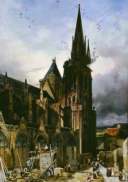 Travaux à l’abbatiale de Saint-Denis en 1833.