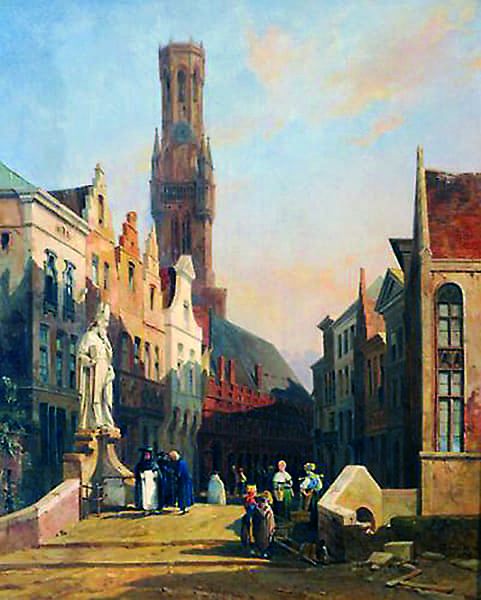 Titre : Vue intérieure de Bruges, 1839.- Jacques Guiaud