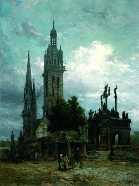 Titre : Église et calvaire de Pleyben.- Jacques Guiaud