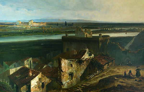 Vue générale d’Avignon et de Villeneuveles- Avignon, prise de l’intérieur du fort Saint-André.