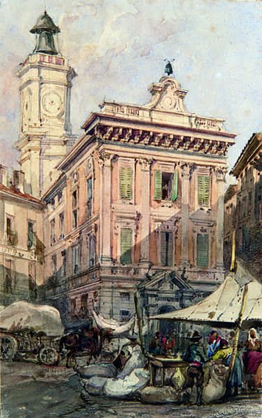 Titre : Vieux Nice, place Saint-François, le marché et l’hôtel de ville.- Jacques Guiaud