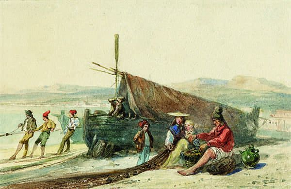 Titre : Pêcheurs niçois aux Ponchettes.- Jacques Guiaud