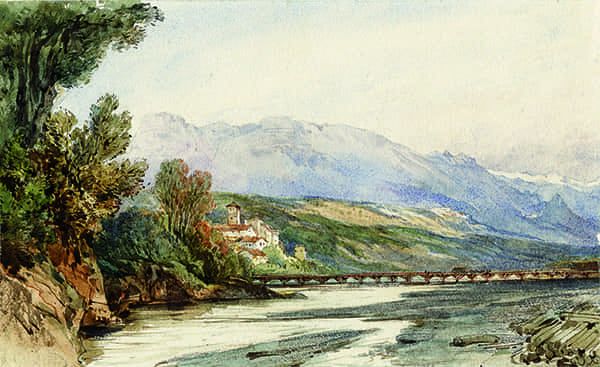 Titre : Le village de Saint-Laurent et le pont du Var.- Jacques Guiaud