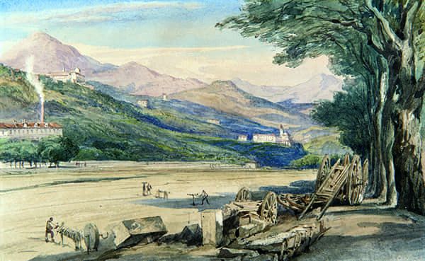 Titre : Vue de Cimiez et de Saint-Pons depuis la vallée du Paillon.- Jacques Guiaud
