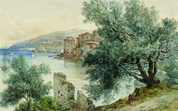 Titre : Vue de Villefranche depuis la route de Beaulieu.- Jacques Guiaud